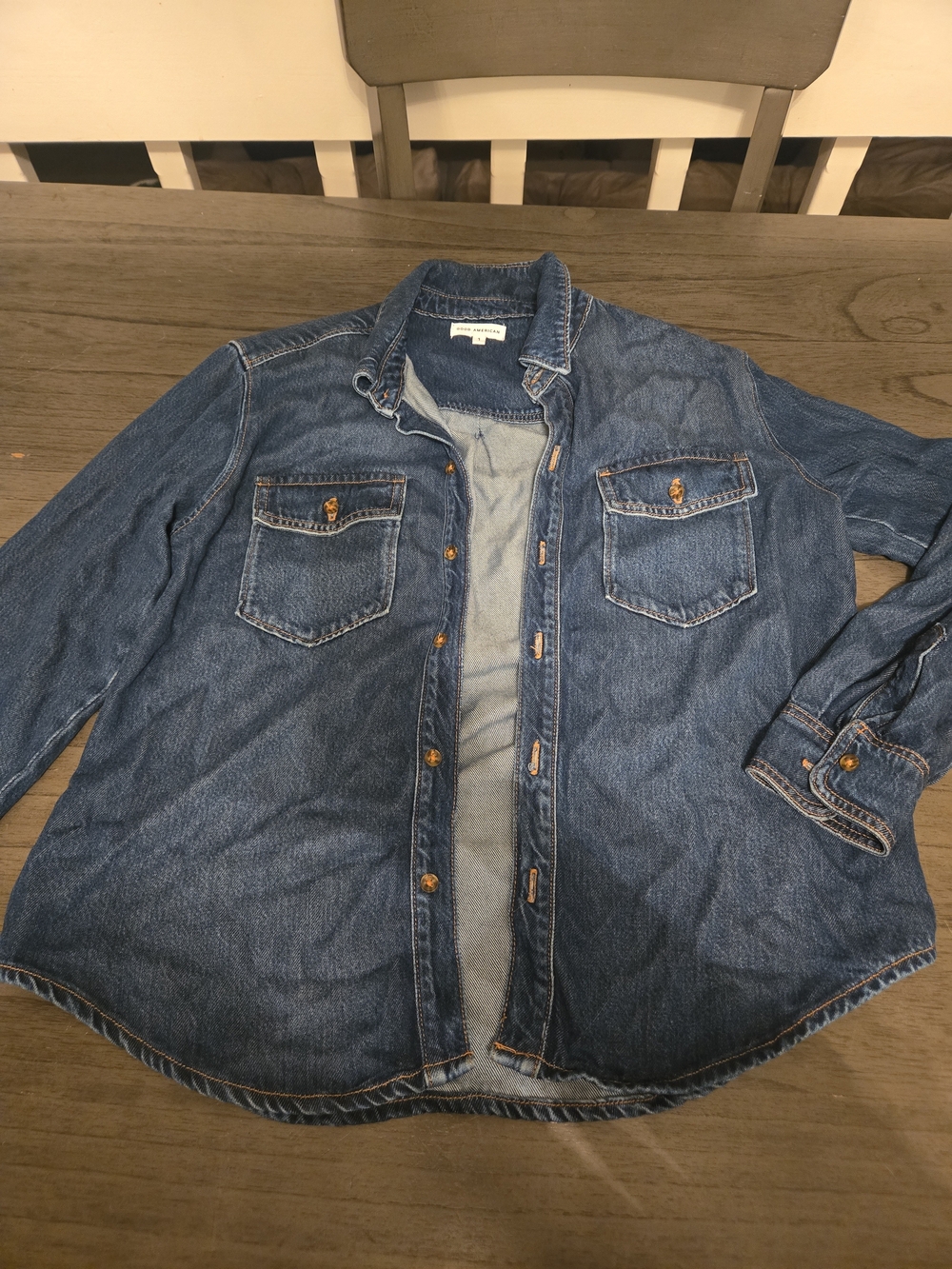Good American Weightless Easy Denim Oversized Button Shirt Indigo Size 1 Small